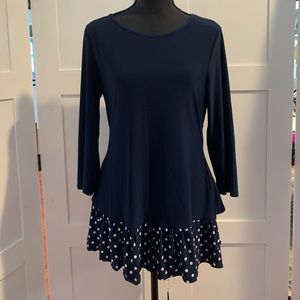 Navy polka dot top